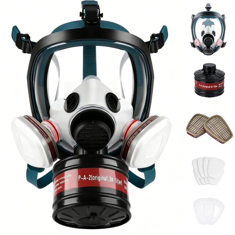 Gas Masks Survival Nuclear and Chemical - Full Face Respirator Gas Mask for Chemical, Spray Paint, Epoxy Resin, Welding, Sanding