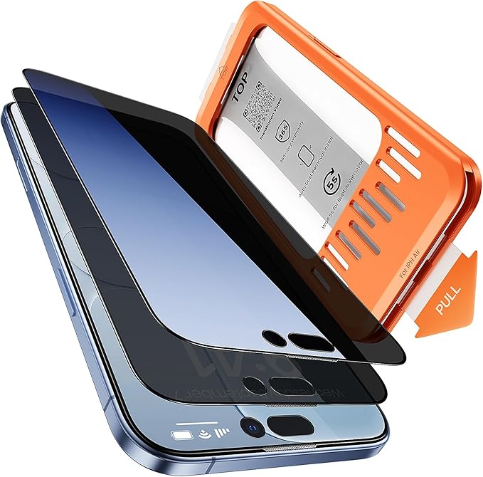 Tigowos 2-Packs for iPhone 17 Pro Privacy Screen Protector，28°Anti-spyDouble Shatterproof Tempered Glass9H+ Hardness99.99% HD ClearFull CoverageBubble FreeEasy Installation