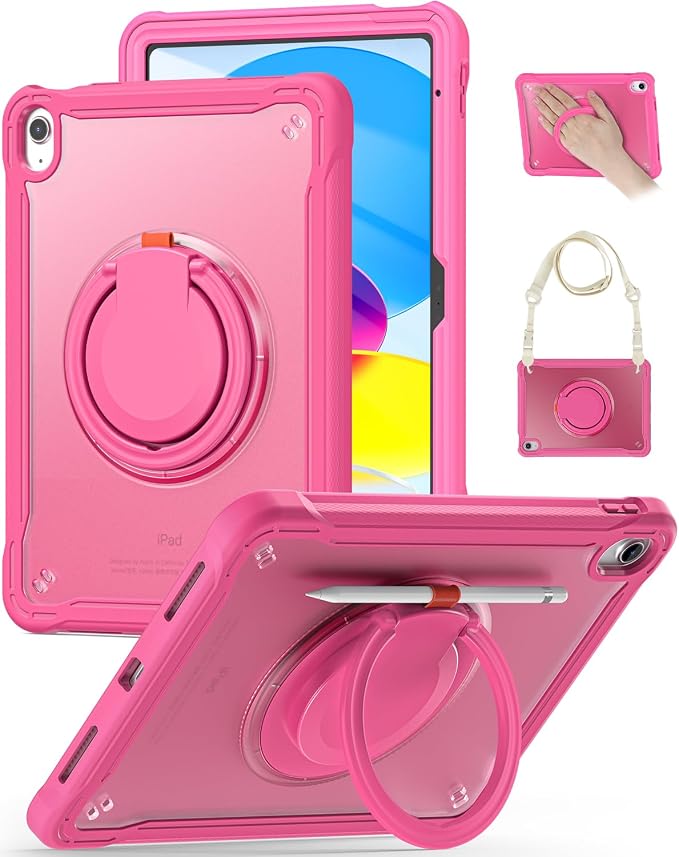 BRAECN for iPad (A16) 11th/10th Generation Case 11 inch 2025/10.9'' 2022 Handle Protective Cover 360 Rotating Ring Stand Shockproof Dropproof Case for Kids Kickstand &amp Pencil Holder &amp Shoulde