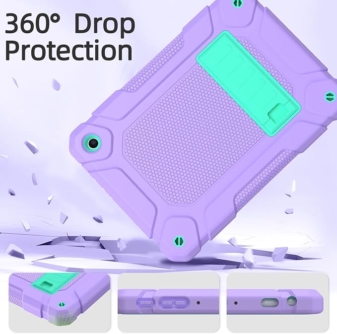 MENZO All-New Case for 8 Tablet Slim Shockproof Rugged High Impact Protective Case with Kickstand Black