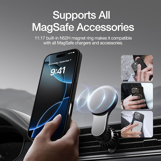 RAPTIC Aramid Fiber Case for iPhone 16 Pro Compatible with MagSafe Non-Slip &amp Slim 600D Aramid Fiber [Military Grade Drop Tested] Anti-Scratch Shockproof Protective Case 6.3 inch Black