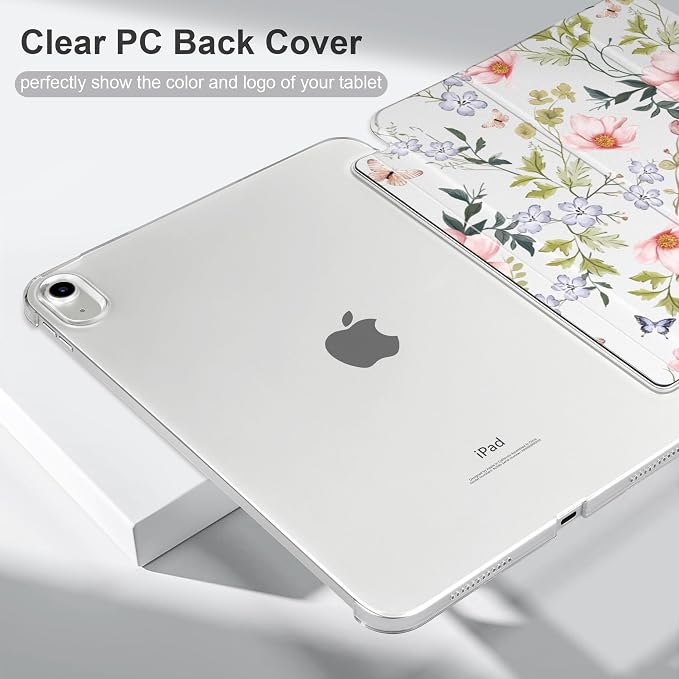 MecBevia Case for iPad (A16) 11th Generation 11 Inch (2025) iPad 10th Generation 10.9 Inch (2022) Hard PC Back Cover Auto Wake/Sleep Pastel Waves