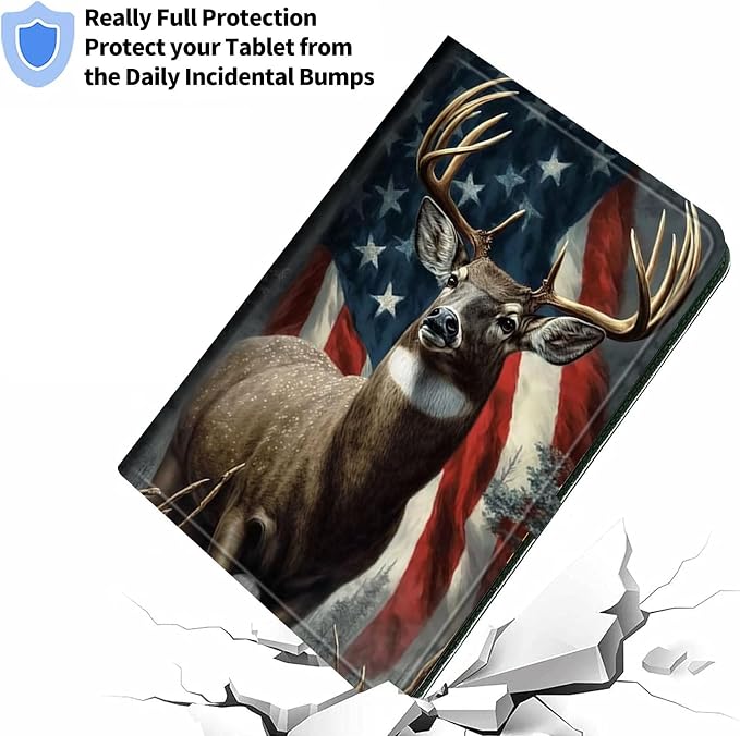 Case for Google Pixel Tablet 11 2023PU Leather 360 Degree Rotatable Kickstand Tablet Cover with Magnetic Closure for Pixel Tablet 11 2023/ All 10.5-11.5 Tablet，American Eagle with Flag