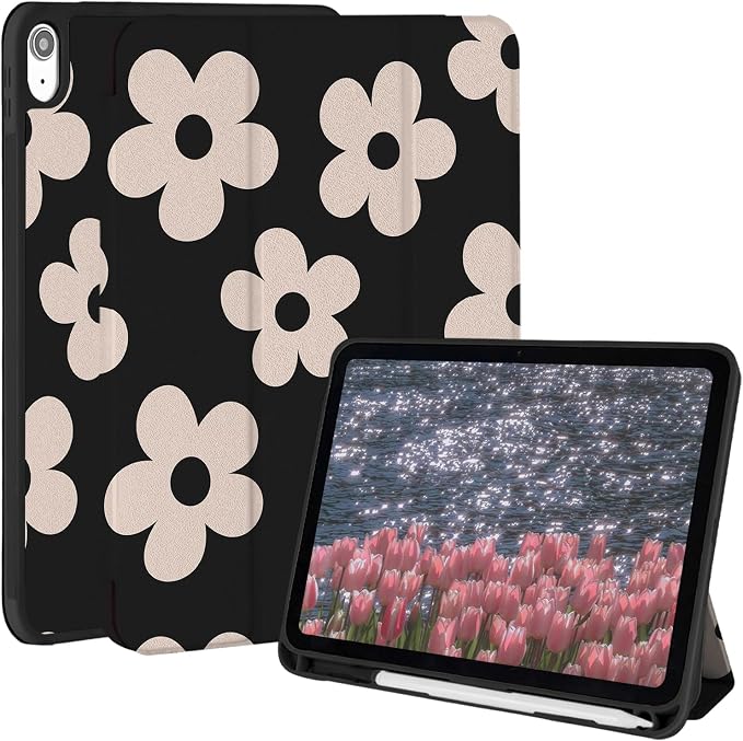 Case for iPad 9th/ 8th/ 7th Generation Case 10.2&amp10.5 Inch (2021/2020/2019 Release) Slim Lightweight Soft Trifold Back Cover with Pencil Holder &amp Auto Sleep/Wake CoverBeige Checkered