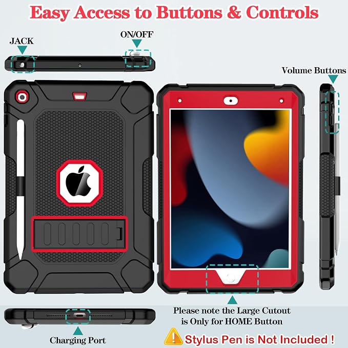 LTROP Case for iPad 10.2-Inch 9th/ 8th/ 7th Generation (2021/2020/ 2019) with Pencil Holder &amp Kickstand Hybrid Shockproof Rugged Protective Case for iPad 9/8/ 7 Gen 10.2 Purple and Green