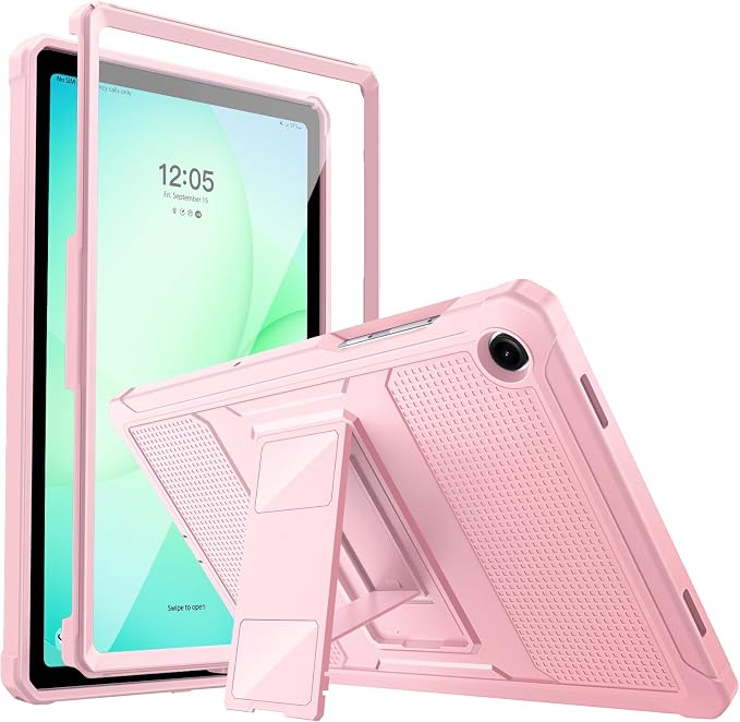 MoKo Shockproof Case Fit Samsung Galaxy Tab A11+ Plus/ A9+ 11 Inch | Full Body Rugged Stand Back Cover with Built-in Screen Protector for Galaxy Tab A11+/ A9+ Tablet Light Gray