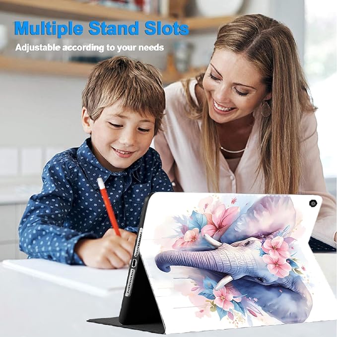 Case for iPad 10th Generation (2022 Release) 10.9 Inch Durable Shockproof Protective Cover for New iPad 10th gen 10.9 2022 Elephant Sunflower