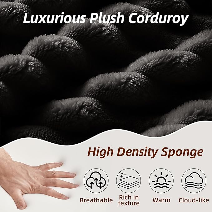 104 Inch Cloud Sectional Couch with L-Shape Chaise,Modern Upholstered Couches with Deep Seat,Corduroy Sponge Compressed Sofa for Living Room,No Assembly Required (Black)