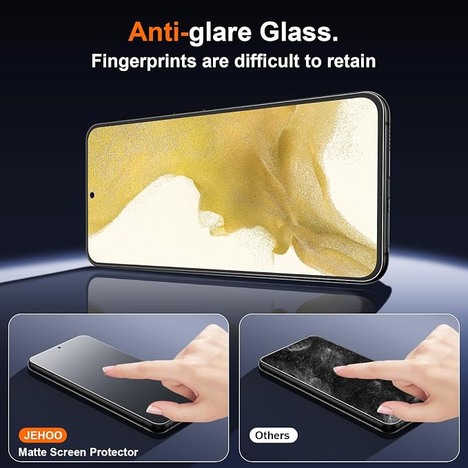 [2 Pack] Matte Screen Protector for Samsung Galaxy S22 9H Tempered Glass Ultrasonic Fingerprint Support Anti-glare Scratch-Resistant Bubble-Free