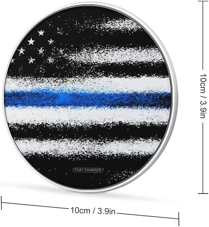 USA Blue-Thin-Lines Flag Wireless Charger Portable Charging Pad | LightweightAll Smartphone