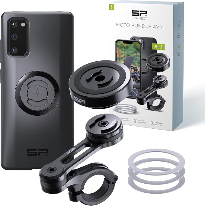 SP CONNECT Moto Bundle II with Anti Vibrations Module| SPC+ | Compatible with for Samsung S20| Motorcycle Phone Mount |Phone Mount for Motorcycle Handlebars | Cell Phone Holder