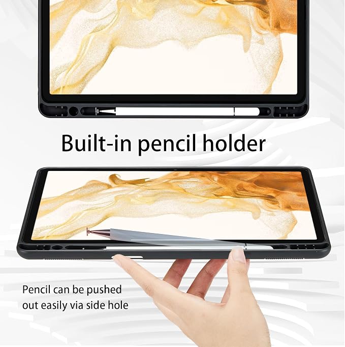 Case for Samsung Galaxy Tab S8 Plus 2022 /S7 FE 2021 /S7 Plus 2020 12.4 Inch - PU Leather Folio Case with S Pen Holder and Pocket Auto Wake/Sleep Smart Tablet Cover Brown