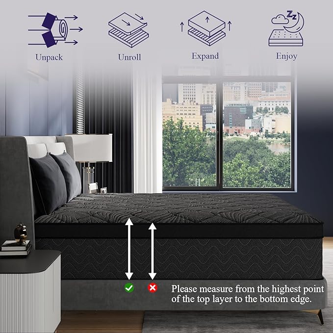 California King Mattress, 12 Inch Luxury Hybrid Cal King Mattress in a Box, Medium Firm Mattresses with Cooling Gel Memory Foam & Pocket Springs, Double Additional Support, 365-Night Trial