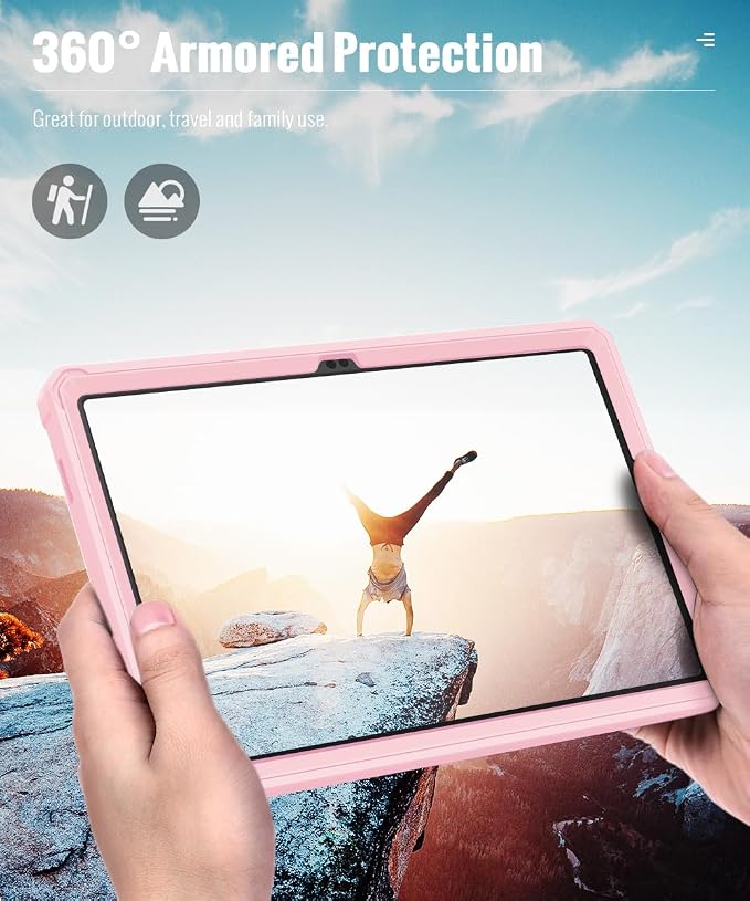 MoKo Shockproof Case Fit Samsung Galaxy Tab A11+ Plus/ A9+ 11 Inch | Full Body Rugged Stand Back Cover with Built-in Screen Protector for Galaxy Tab A11+/ A9+ Tablet Light Gray