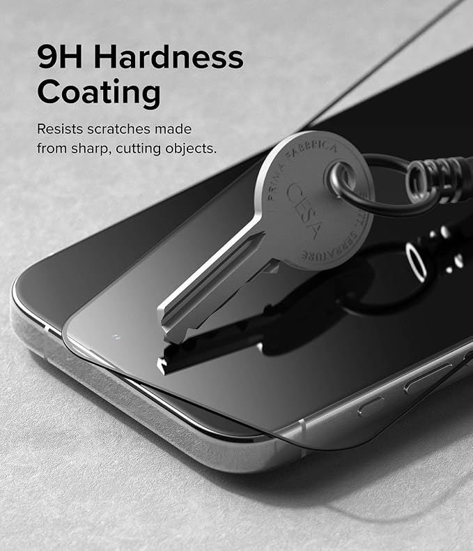 Ringke Full Cover Glass [Super Easy to Install] Compatible with iPhone 15 Screen Protector Case Friendly Shatterproof Premium 9H Hardness Tempered Glass with Installation Tool
