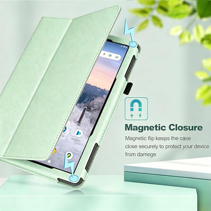 Case for T-Mobile Revvl Tab 2 Tablet - Folio Premium PU Leather Protective Stand Cover with Auto Sleep/Wake Almond Blossom