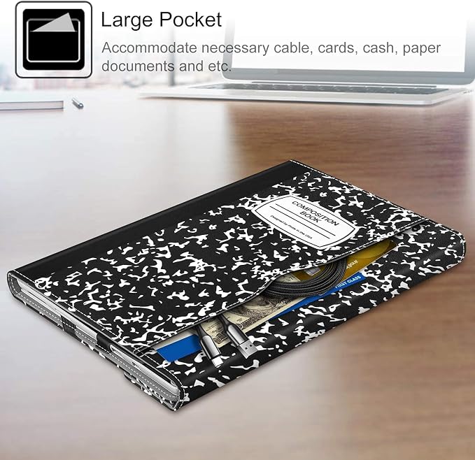 Fintie Case for 12.3 Inch Microsoft Surface Pro 7 Plus Surface Pro 7/6/5/4/3 - Portfolio Business Cover with Pocket Compatible with Type Cover Keyboard Black