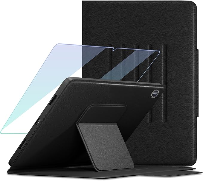 Case for T-Mobile REVVL Tab 2 (2025 Release 10.1) with Screen Protector Adjustable Angles Stand Back Cover Shockproof Premium PU Leather Case for 10.1 Inch REVVL Tab 2 2025 (Black)