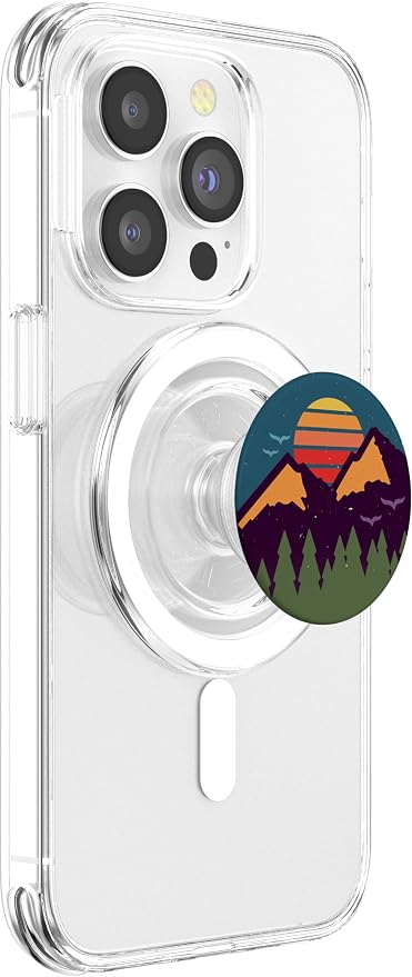 Retro Sunset Pine Trees &amp Mountain Scene PopSockets Adhesive PopGrip