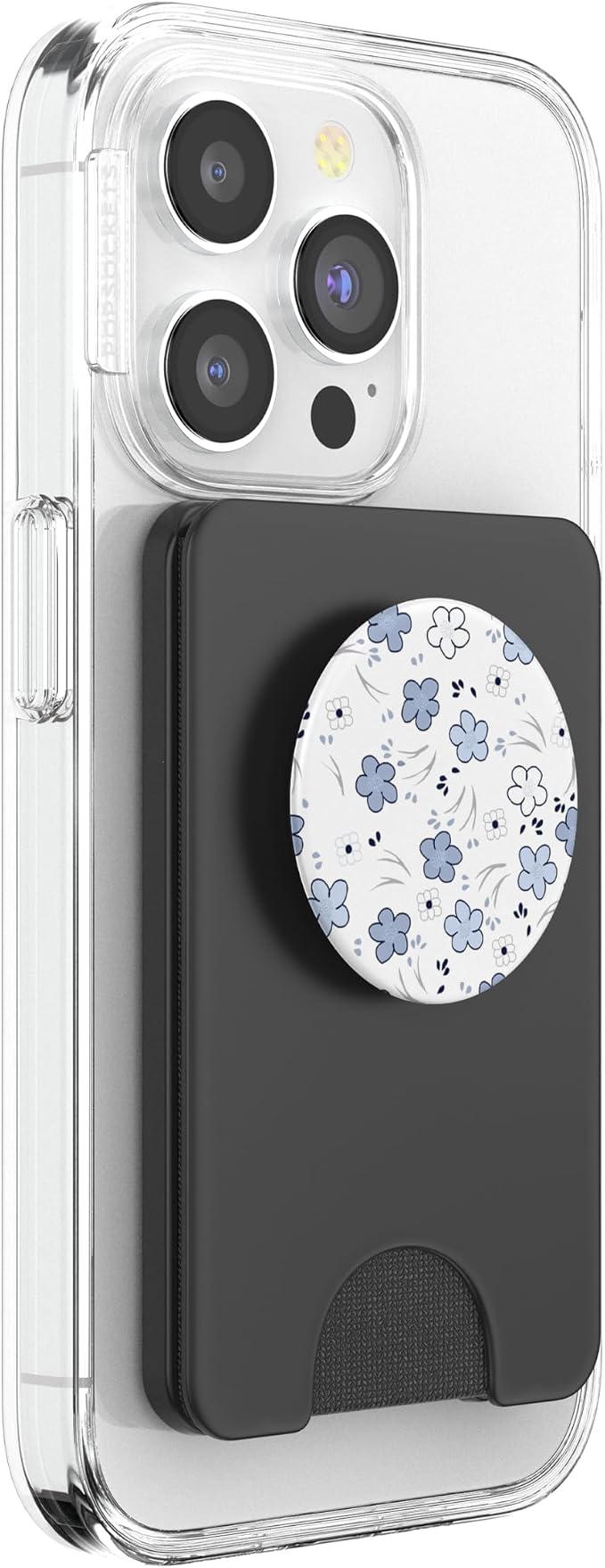 Blue White Simple Floral Pattern PopSockets PopGrip for MagSafe