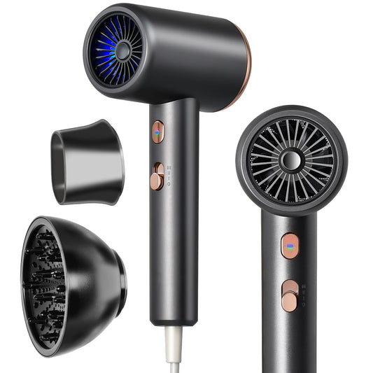 Hair Dryer Blow Dryer with Nozzle and Diffuser,Portable & Powerful Ionic Hair Dryer,3 Temps & 3 Speeds Lightweight,Small and Quiet Hairdryer for Women and Men at Home and Travel