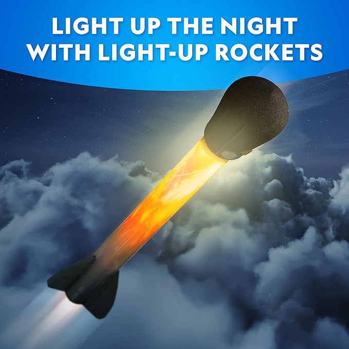 NATIONAL GEOGRAPHIC Air Rocket Toy – Ultimate LED Rocket Launcher for Kids, Jump and Launch The Light Up, Air Powered, Foam Tipped Rockets up to 100 Feet