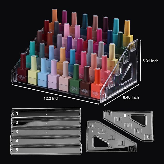 Nail Polish Organizer Clear Acrylic Eyeglasses Display Holder Essential Oil Storage Rack Makeup Stand Tray - 5 Layer