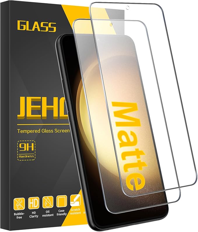 [2 Pack] Matte Screen Protector for Samsung Galaxy S23 9H Tempered Glass Ultrasonic Fingerprint Support Anti-glare Scratch-Resistant Bubble-Free