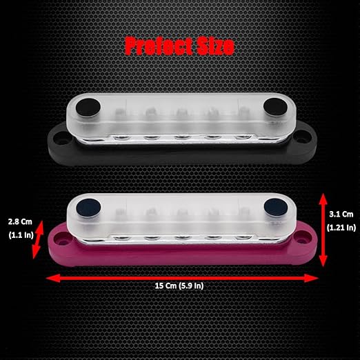 7 x M6 (1/4") Studs Power Distribution Block Bus Bar 12V, Ampper 5.9" HD 150A Marine BusBar Battery Distribution Block W/Cover for Car Boat Solar (Red & Black)