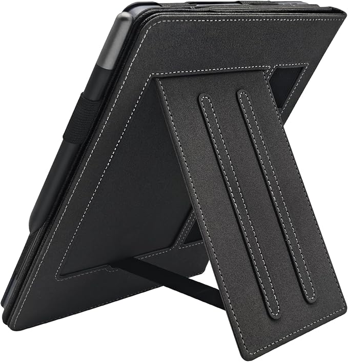 Hand Strap Case for 10.1 TCL TAB 10 Gen 4 (Model: 8483A) Tablet PU Leather Bidirectional Multi-Angle Stand Cover with Auto Sleep &amp Wake/Elastic Pen Holder (Black)