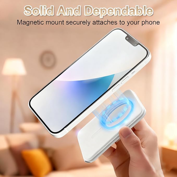 Magnetic Phone Stand Compatible with All Smartphones 17/16/15/14/13/12 Series Slim PU Leather Desk Stand with Angle Adjustment Portable &amp Includes 1 Strong Magnetic Ring for Any Phone(Pink)