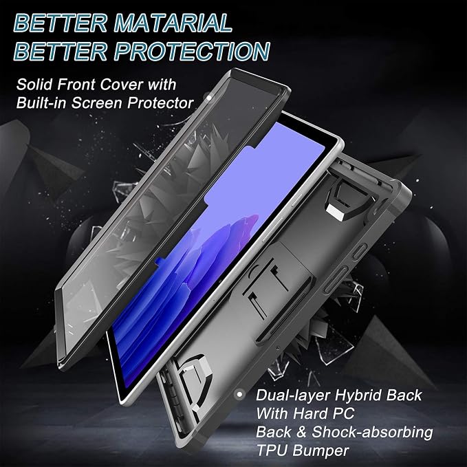 Soke Galaxy Tab A7 Case 10.4 Inch (SM-T500 / T505 / T507)with Built-in Screen Protector Rugged Full Body Protective Case for 2020 Samsung Galaxy Tab A7 10.4 (Black)