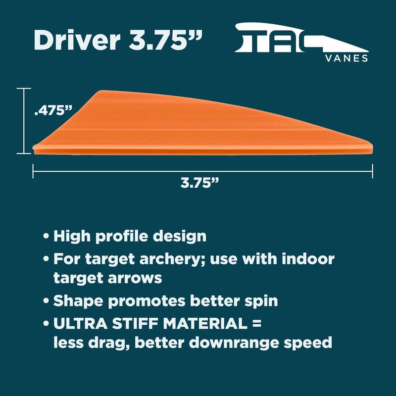 TAC Vanes 3.75" Driver Arrow Vanes | Archery Fletching for Compound & Crossbow | Durable, Lightweight, High Accuracy, White 36 Pack