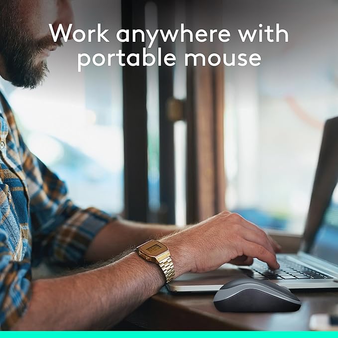 Logitech M185 Wireless Mouse, 2.4GHz with USB Mini Receiver, 12-Month Battery Life, 1000 DPI Optical Tracking, Ambidextrous PC/Mac/Laptop - Swift Grey