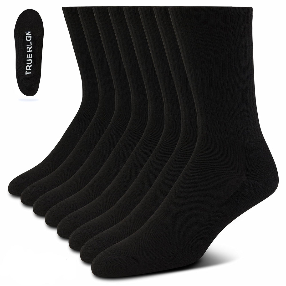 True Religion Mens 8 Pairs Crew Socks for Men Premium Athletic Men's Socks, Shoe Size 8-12