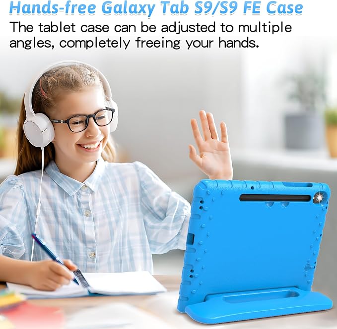 Heavy Duty Kids Case for Samsung Galaxy Tab S7 FE/S7 Plus/S8 Plus 12.4 inch | Rugged Protection Cover for Galaxy Tab S8+/Tab S7 FE/S7+ 2022/2021/2020 with S-Pen Holder Handle StandEVA Foam Rose Red