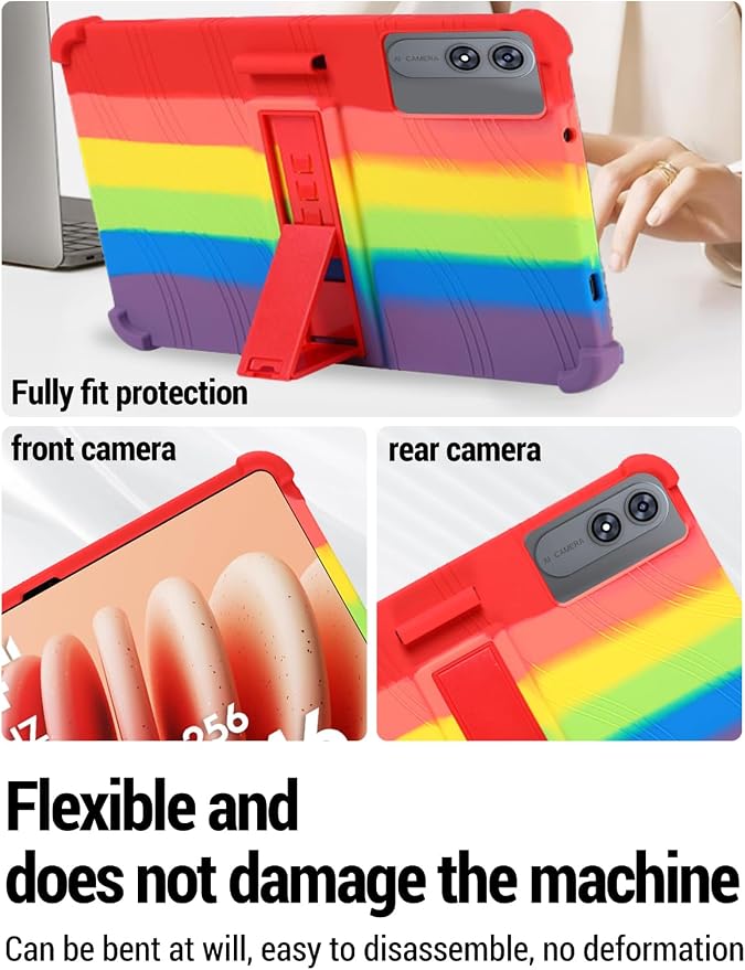 for TABWEE T60 Pro (13.4 Inch) Android 16 Tablet Protective case Shockproof Lightweight Silicone Protective Cover with Stand Child-Friendly Protection Easy to Clean Design Black.