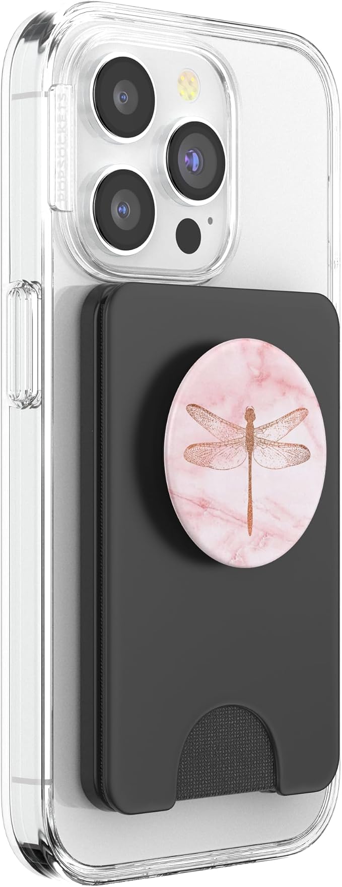 Rose Dragonfly Pink White PopSockets Adhesive PopGrip