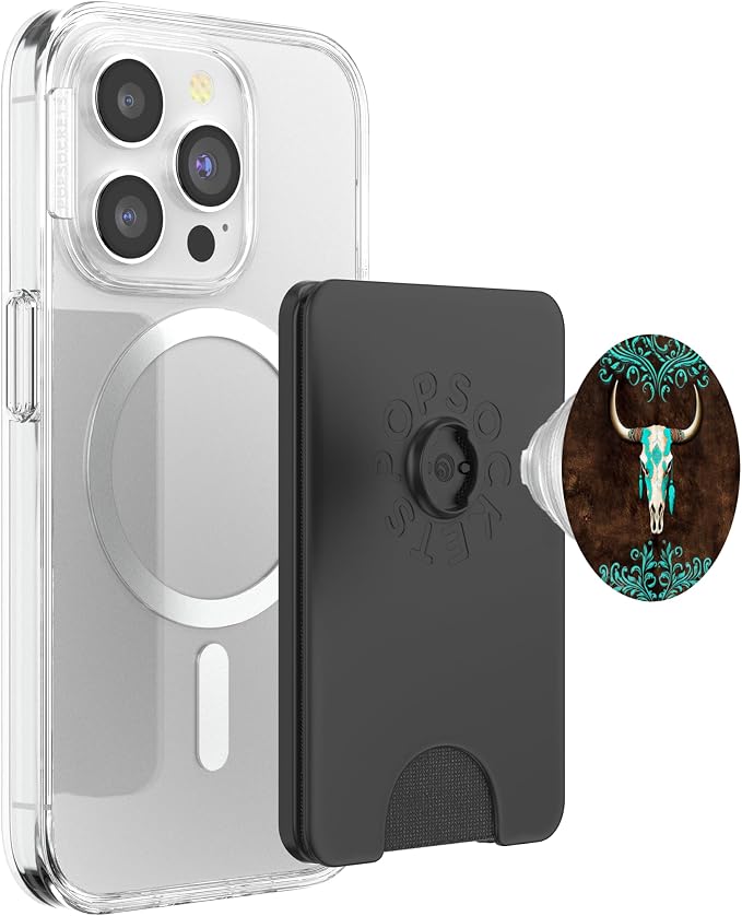 Skull Bull Western Cowgirl Cowboy Rural Rustic Vintage Ranch PopSockets Adhesive PopGrip