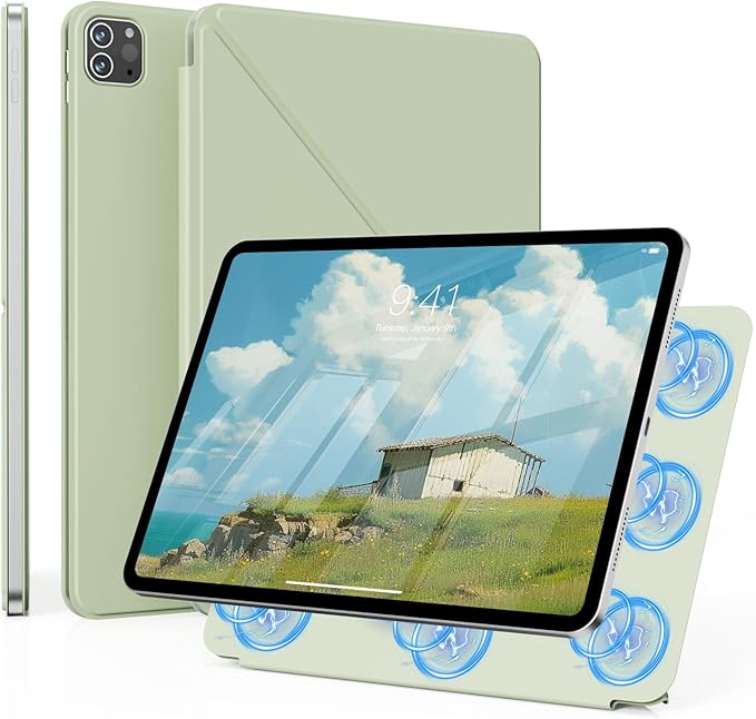 Magnetic Case for iPad Pro 11 Inch 4th/3rd/2nd Gen Black | Magnetic Attachment Support 2nd Gen Pencil Charging Slim &amp Light Folio Stand Case for iPad Pro 11'' 2022/2021/2020