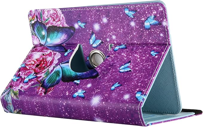 Universal 7 Inch Tablet Case Techcircle Ultra Slim Lightweight PU Leather Stand Folio Flip Wallet Protective Shell Case [Card Slots] [Magnetic Closure] for All 7 Android Tablet PC Cherry Blossom