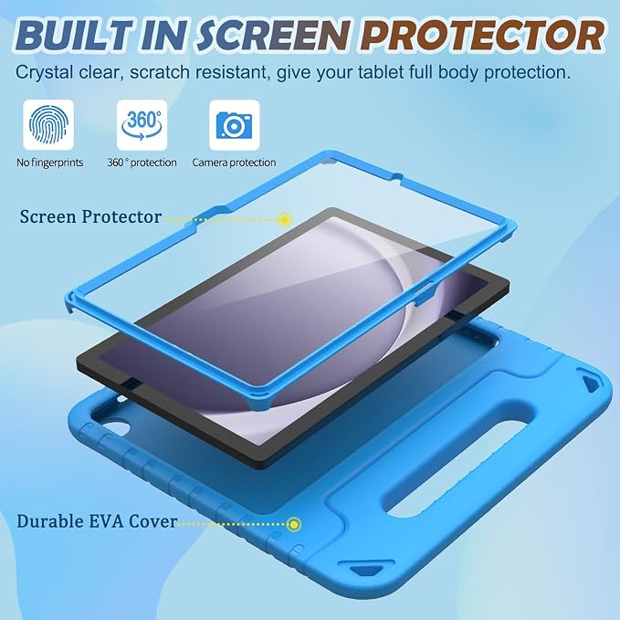 LTROP Shockproof Lightweight Convertible Handle Stand Case for Samsung Galaxy Tab A11 Plus 2025 / A9 Plus 11 Inch 2023 with Built-in Screen Protector Galaxy Tab A11+ / A9+ Case for Kids Black