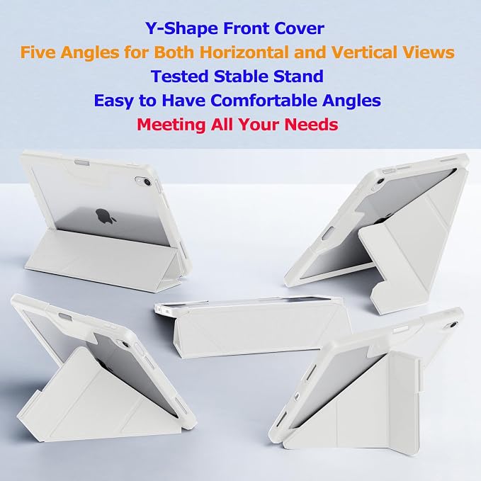 Military Grade Case for iPad (A16) 11 2025 10th Gen 10.9 2022 Black | Pencil Holder Auto Sleep/Wake Multi Angle Magnetic Stand Hard Clear Acrylic Back Shockproof Protective Cover