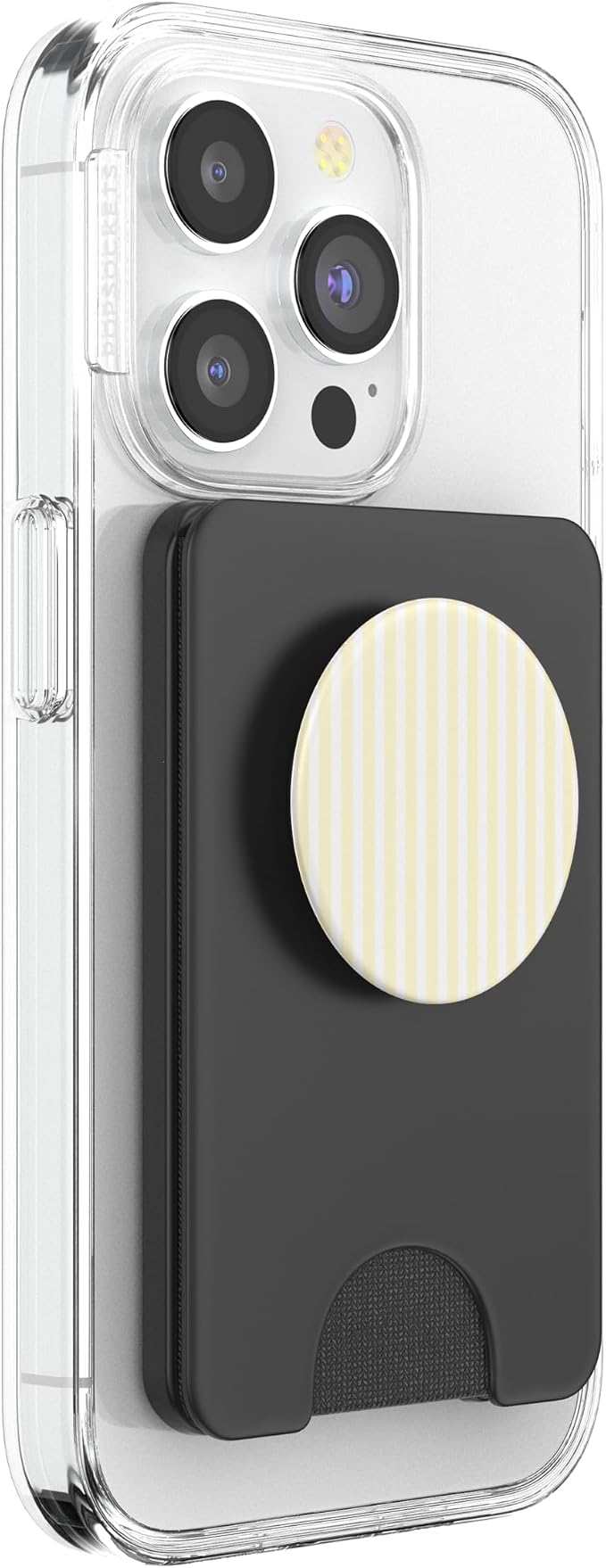 Butter Yellow and White Stripes Vertical Lines Minimalist PopSockets PopWallet for MagSafe