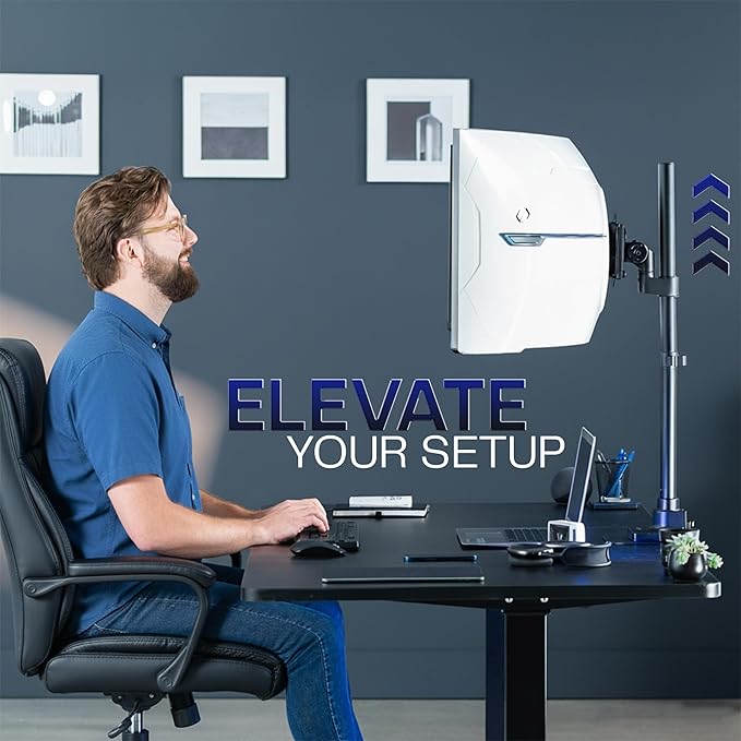 VIVO Single Ultra-Wide Monitor Desk Mount for up to 57 inch Ultrawide Screens, Extra Tall Heavy Duty Adjustable Stand Holds 59.4 lbs, Black, STAND-V157R