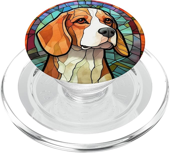 Beagle Dog Stained Glass PopSockets PopGrip for MagSafe
