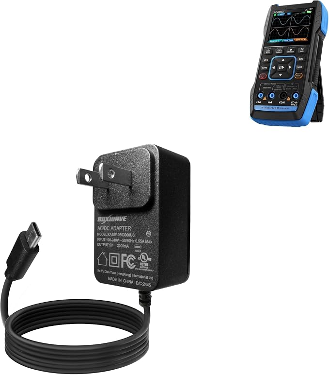 BoxWave Charger Compatible with FNIRSI 2C23T - Wall Charger Direct (15W) Rapid Charge Your Device with Built-in 3ft Cable