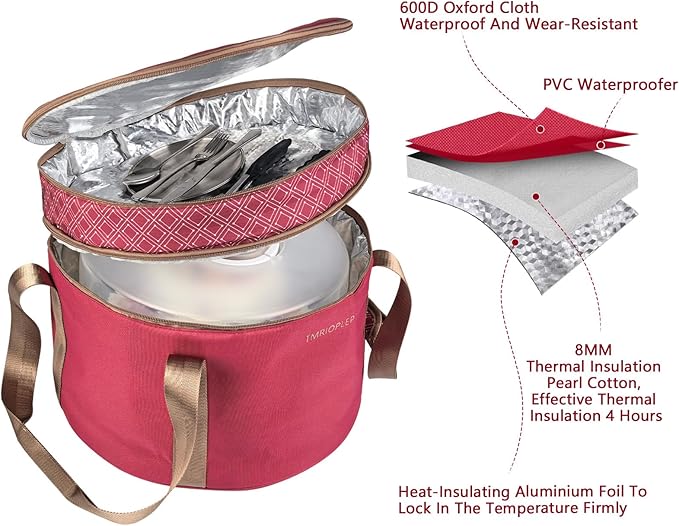 12 Inch Cake carrier Container with Lid and Handles Includes Insulated Bag for Safe Transportation of Buttercream Doesn't Melt Easy for Cakes, Pies and Cupcakes (Red)