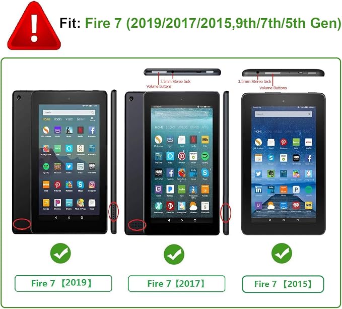 Case for Kindle Fire 7 TabletDteck Full Protective Flip Adjustable Stand Auto Wake/Sleep Smart Cover with Pencil Holder for Kindle Fire 7 Tablet 9th/7th/5th Generation 2019/2017/2015 ReleaseKing Dog