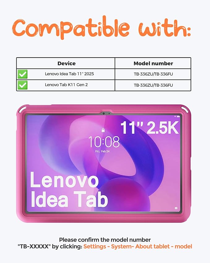 ProCase Kids Case for Lenovo Idea Tab 11 2025/K11 Gen 2 (TB-336ZU/TB-336FU) Shockproof Lightweight Tablet Cover with 360° Rotating Handle &amp Stand -Blue